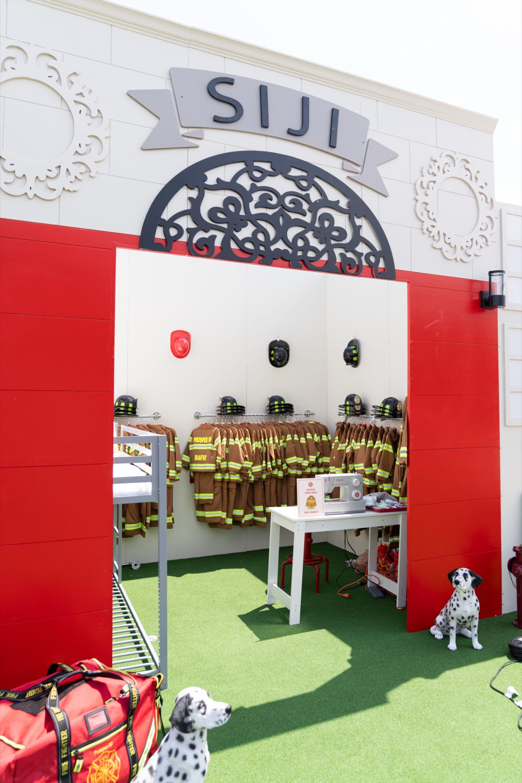 Custom fire department storefront on the lawn