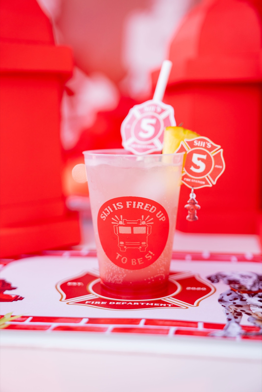 Branded milkshake with a striped straw