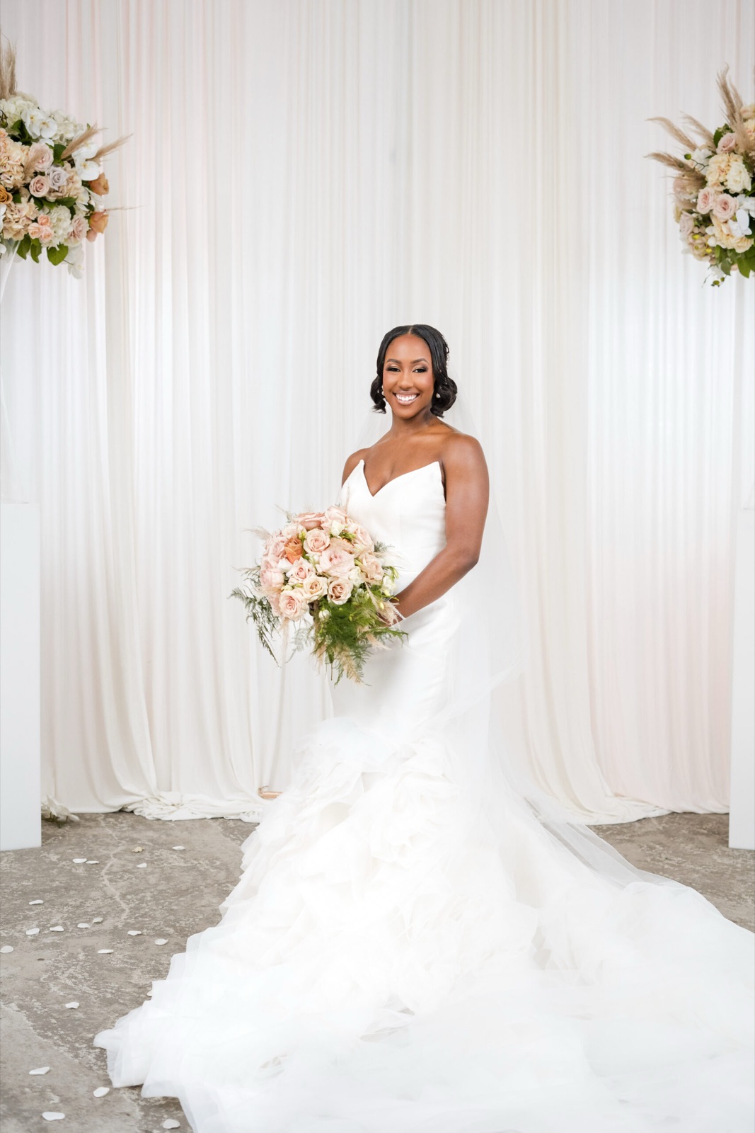 Bride in a lace gown