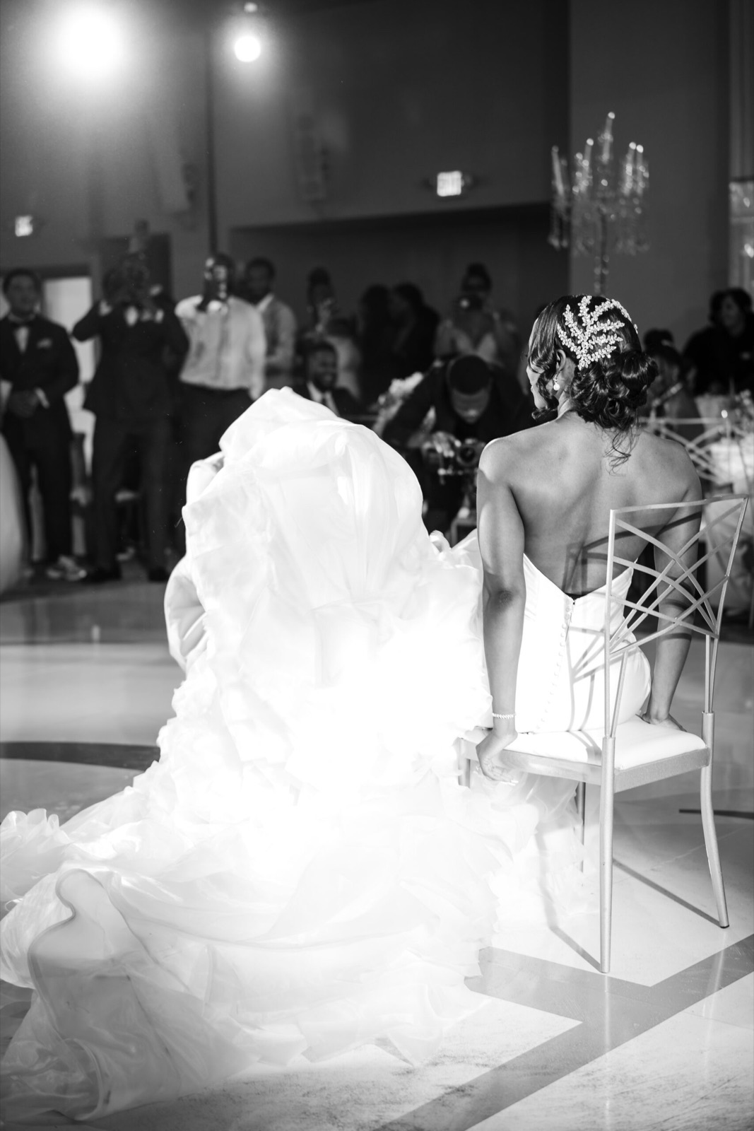 Black and white, the gown